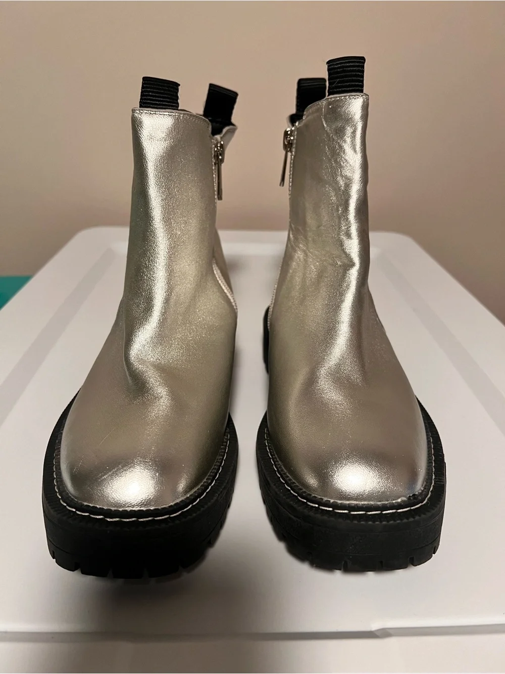 Sam Edelman Silver Metallic Kids Chelsea Rain & Snow Boots